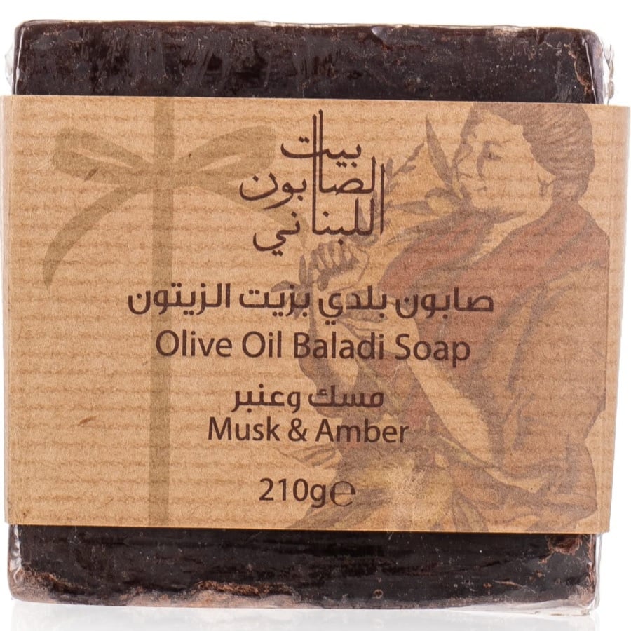 صابون زيت الزيتون البلدي بالمسك والعنبر 210 غم