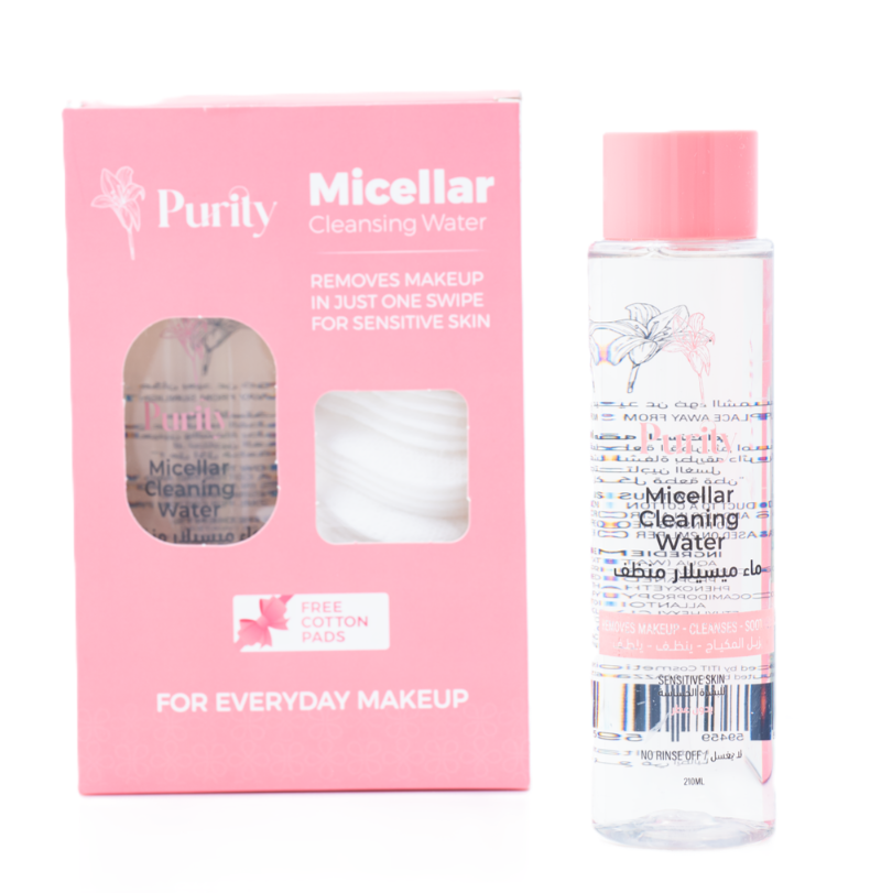 ماء ميسيلار + وسادات قطنية للبشرة الحساسة