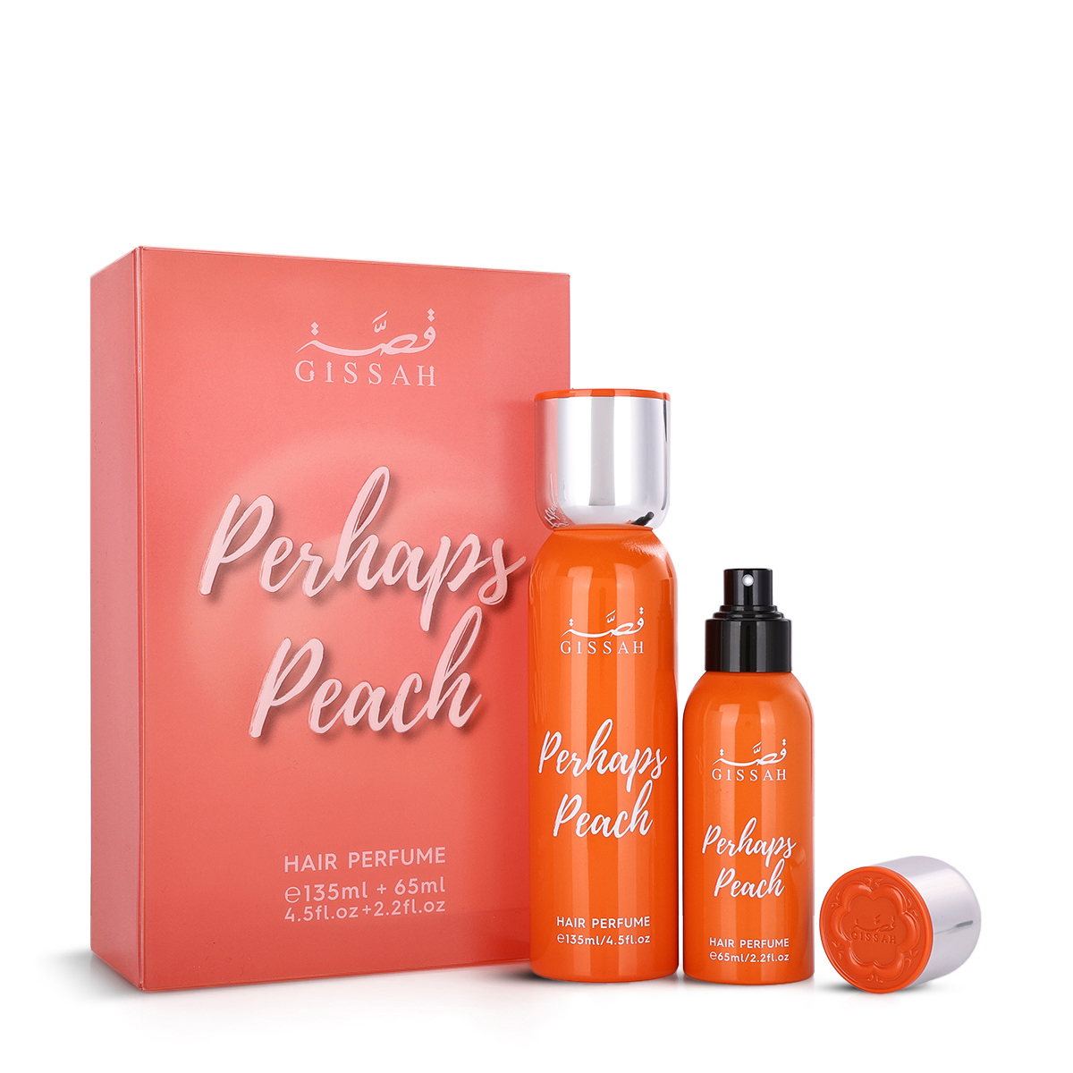 GISSAH HAIR PERFUME SET 135ML + 65 ML  PERHAPS PEACH