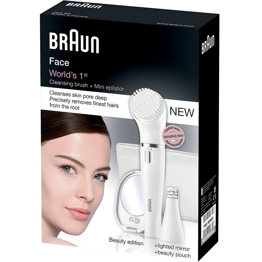 فرشاة تنظيف الوجه + آلة إزالة الشعر الصغيرة