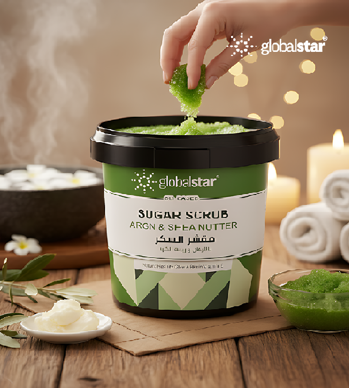 مقشر السكر بزبدة الأرغان وزبدة الشيا من جلوبال ستار، 600 غرام