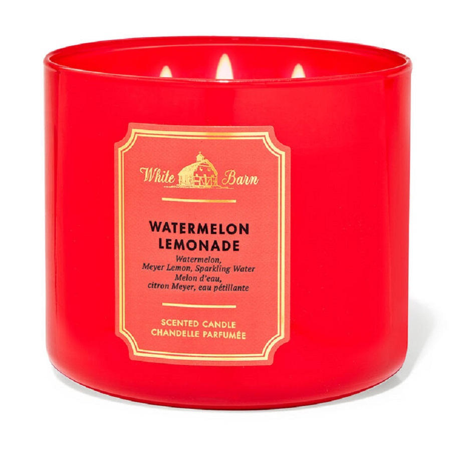 شمعة معطرة برائحة البطيخ والليمونادة بثلاث فتلات 411 جم