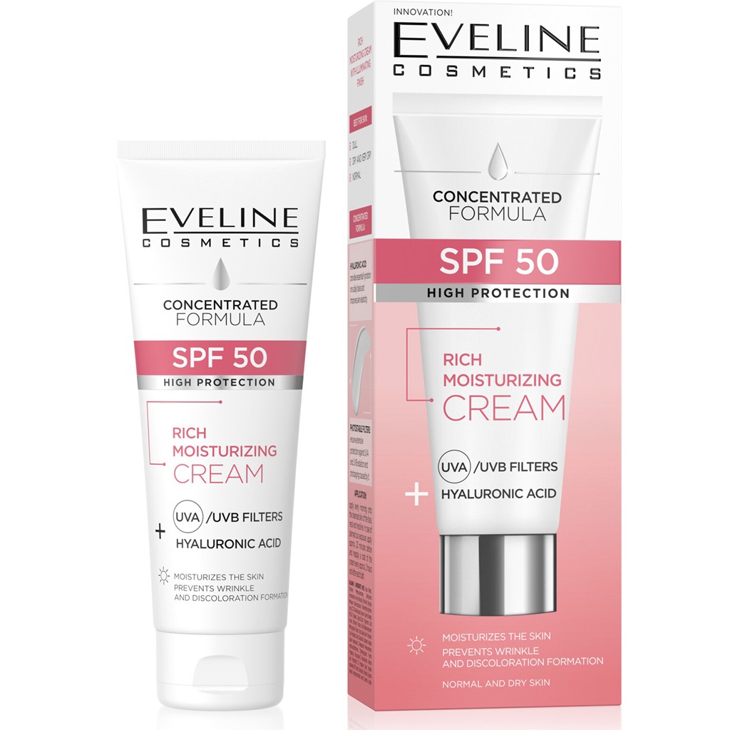 كريم مرطب غني بتركيبة مركزة مع عامل حماية من أشعة الشمس 50, 30 مل