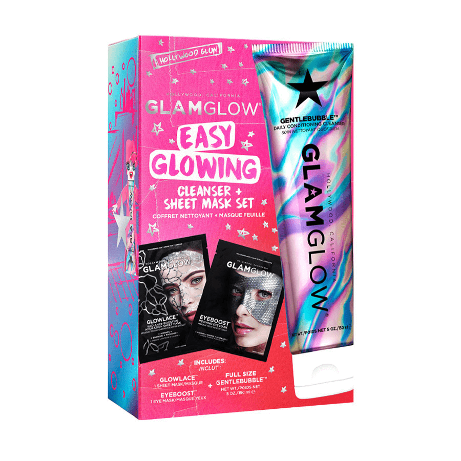 مجموعة ماسك ورقي ومنظف سهل التوهج 3 قطع