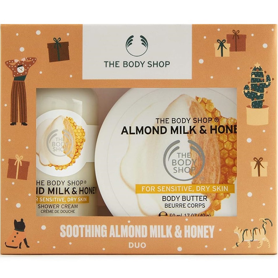مجموعة ثنائية من حليب اللوز والعسل المهدئ