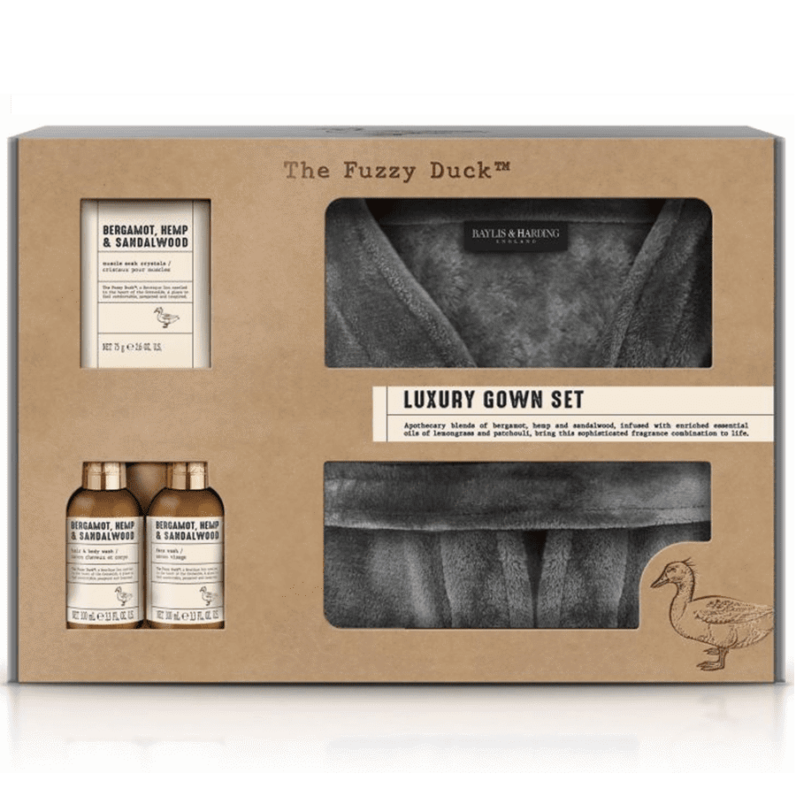 طقم العناية بالجسم للرجال مع روب حمام 4 قطع