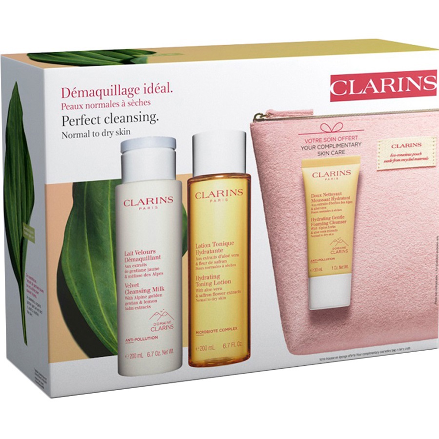 مجموعة هدايا فاخرة لتنظيف البشرة الجافة مكونة من 3 قطع