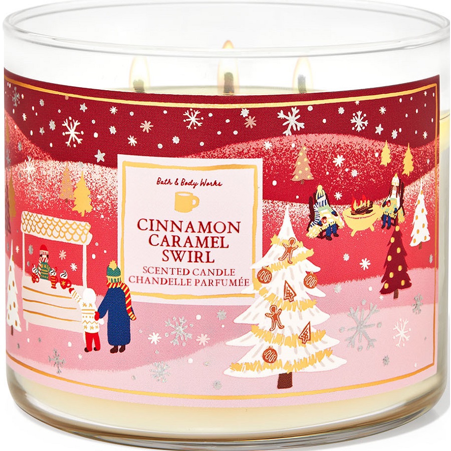 شمعة معطرة بالقرفة والكراميل بثلاث فتائل 411 غم