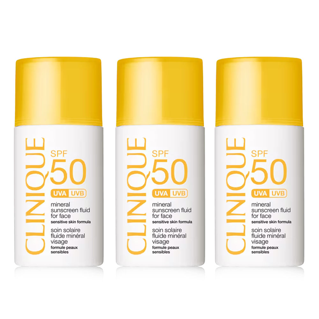 مجموعة واقي شمس معدني للوجه بعامل حماية 50، 30 مل 3 قطع