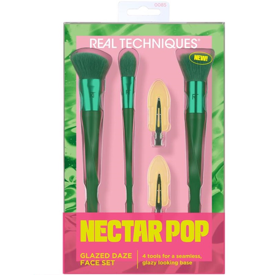 نكتار بوب مجموعة فرش الوجه + مشابك الشعر 2 قطعة