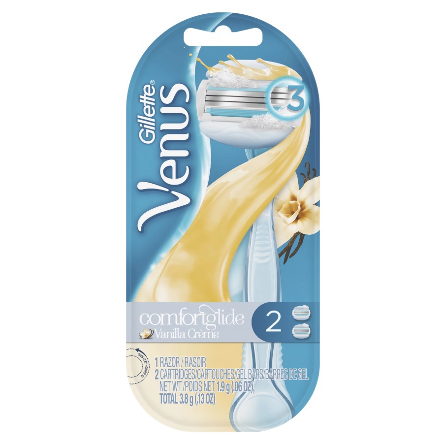 ماكينة حلاقة فينوس كومفورت جلايد بكريم الفانيليا 2 قطعة