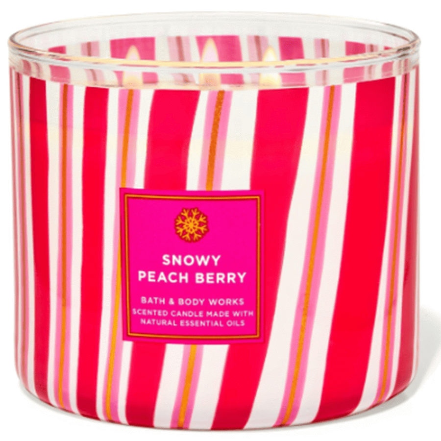 شمعة معطرة برائحة الخوخ والتوت الثلجي 3 فتائل 411 غم