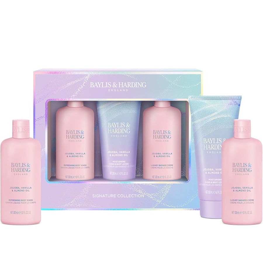 مجموعة هدايا الاستحمام الفاخرة برائحة الفانيليا وزيت اللوز 3 قطع