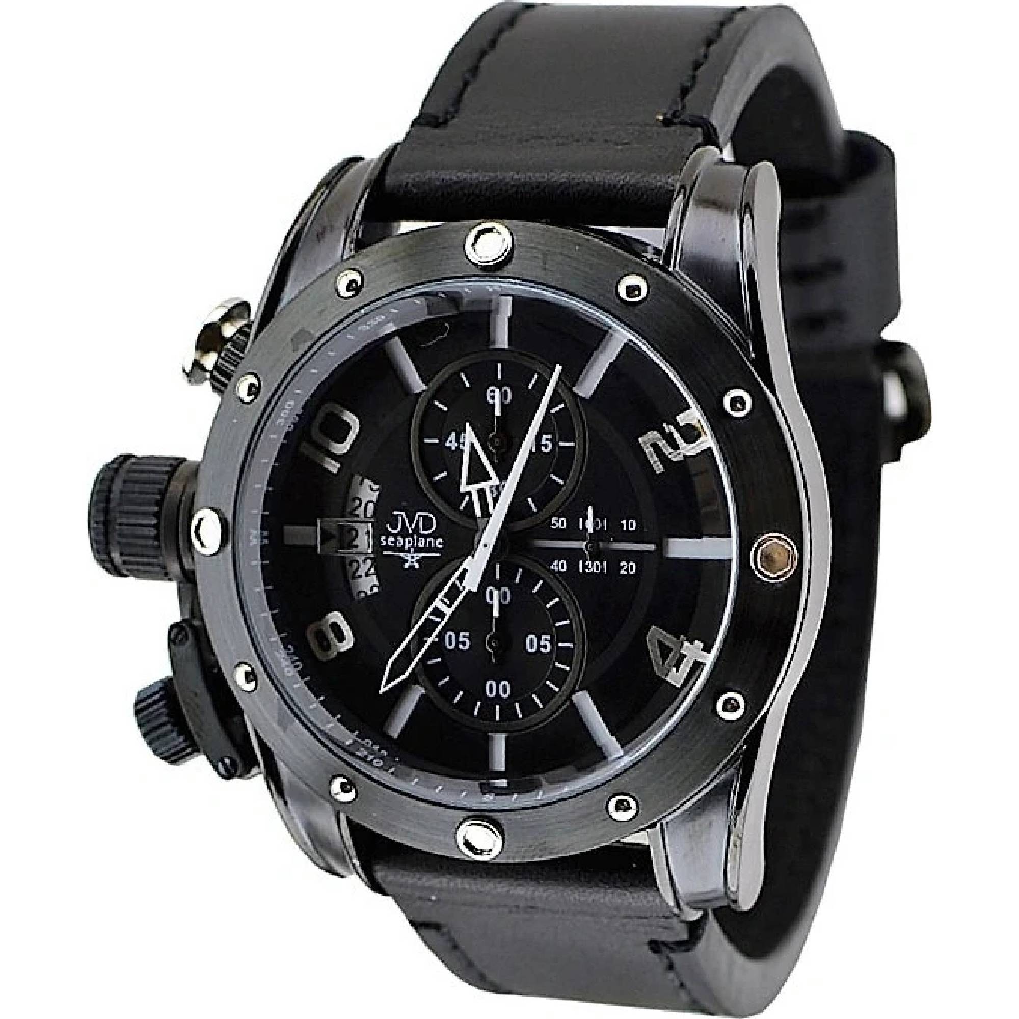 ساعة يد رجالية إكسبيديشن كرونوغراف مينا أسود، سوار من الجلد الأسود