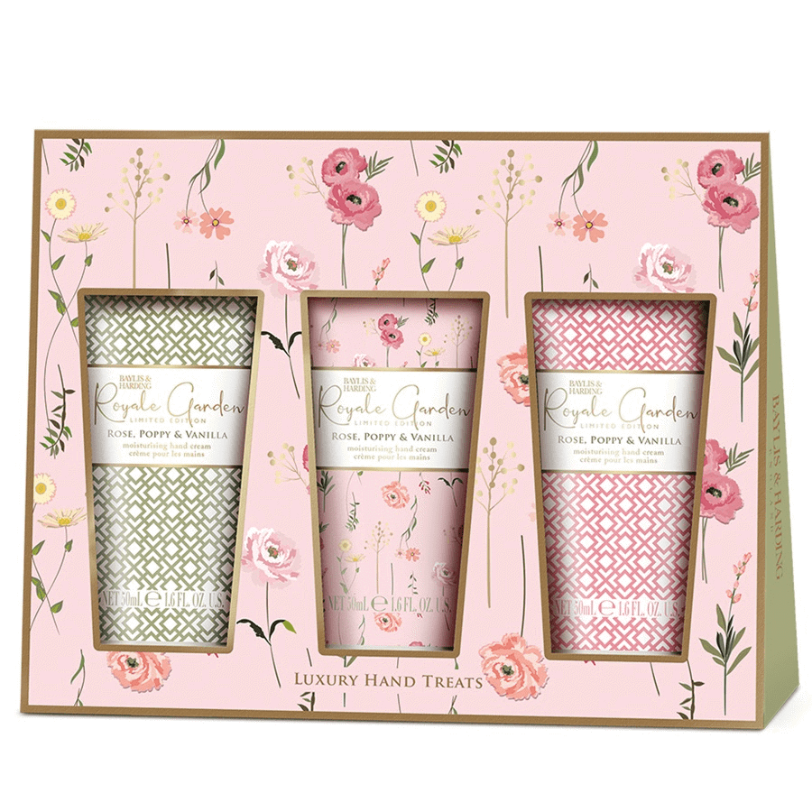 كريم اليد رويال جاردن بالورد والخشخاش والفانيليا 3 قطع