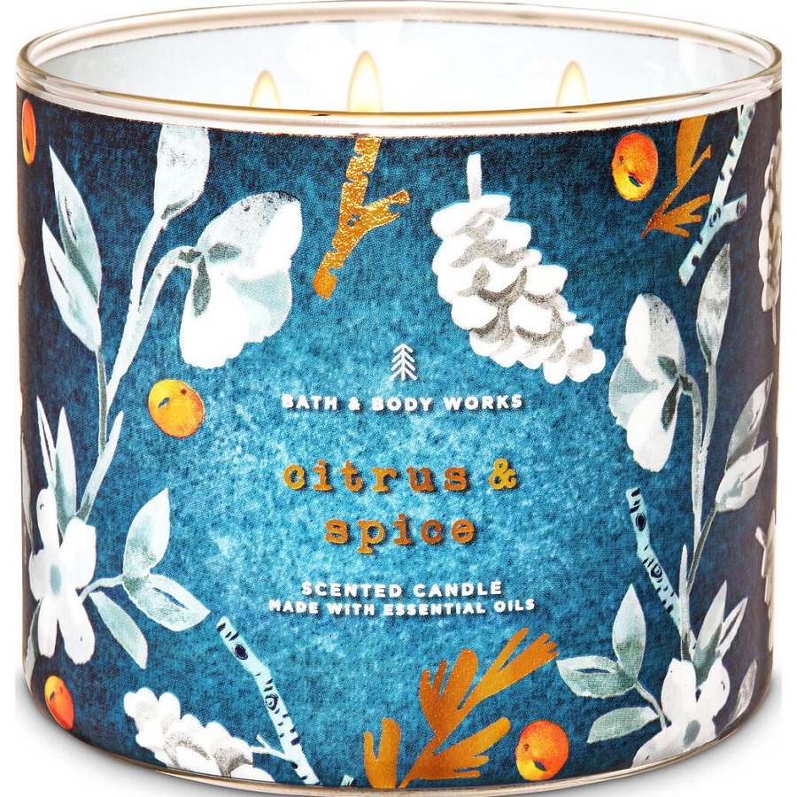 شمعة معطرة بالحمضيات والتوابل بثلاث فتائل 411 غم