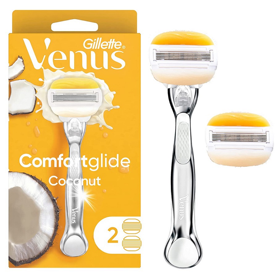 ماكينة حلاقة كومفورت جلايد بجوز الهند + 2 شفرات قابلة لإعادة التعبئة