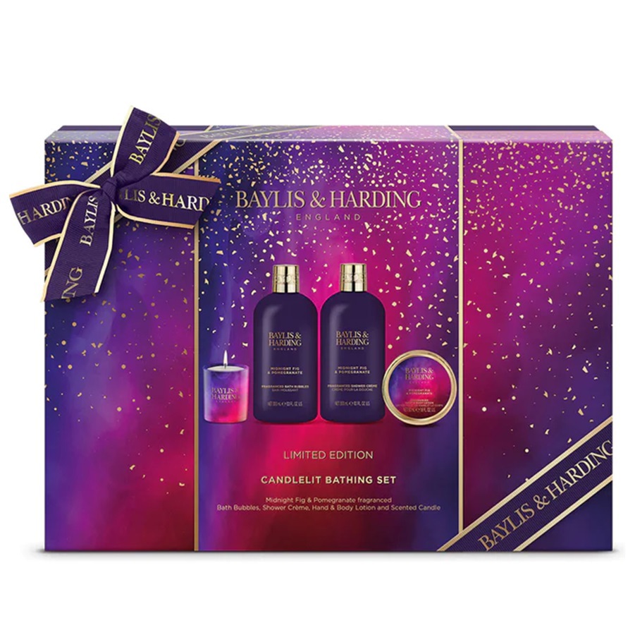 مجموعة هدايا الاستحمام الفاخرة على ضوء الشموع بالتين والرمان 4 قطع