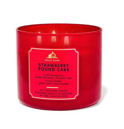 ستروبيري باوند كيك شمعة معطرة بثلاث فتائل 411 غم