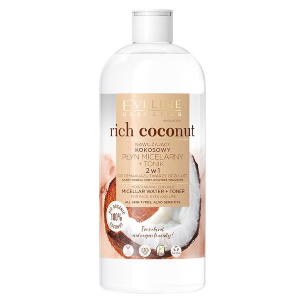 ماء ميسيلار وتونرالغني بخلاصة جوز الهند 2 في 1، 500 مل