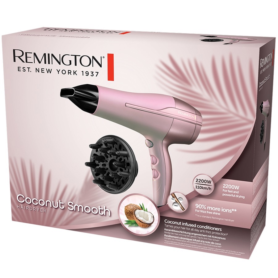 مجفف شعر ناعم بجوز الهند, باللون الوردي دي 5901