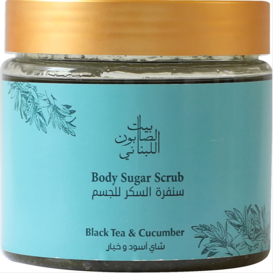 مقشر السكر للجسم بالشاي الأسود والخيار 500 غم