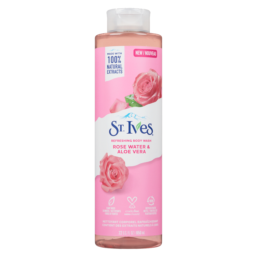 غسول للجسم بماء الورد الوردي والصبار 650 مل