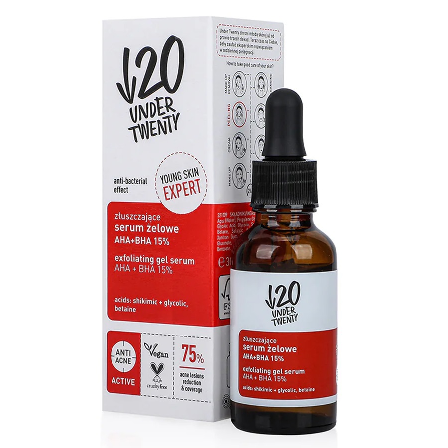 سيروم جل مقشر بأحماض الفاهيدروكسي وبيتاهيدروكسي 15%، 30 مل