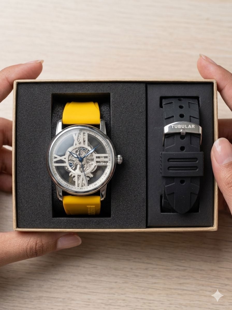 Skeletonized tubular quartz clock 0