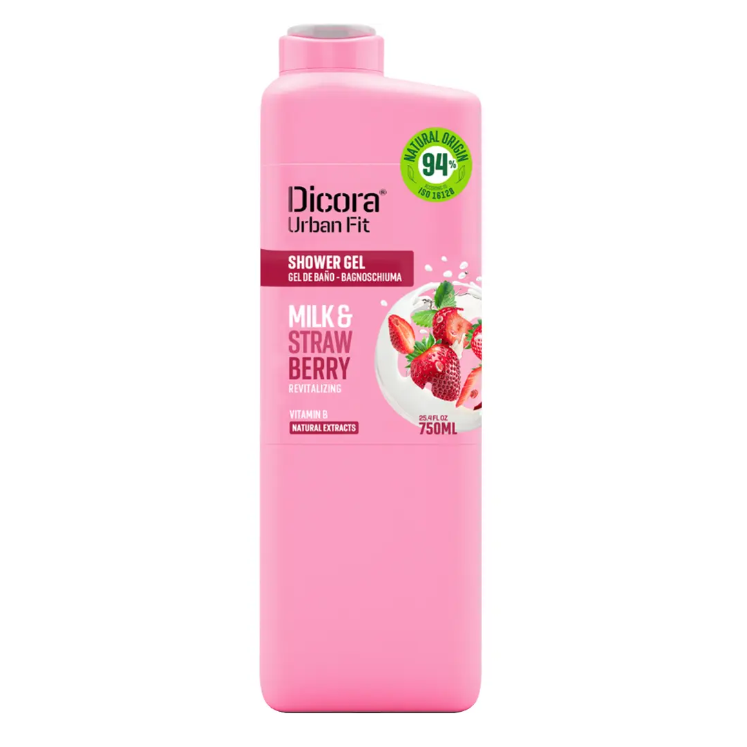 جل استحمام ديكورا بفيتامين ب برائحة الحليب والفراولة 750 مل