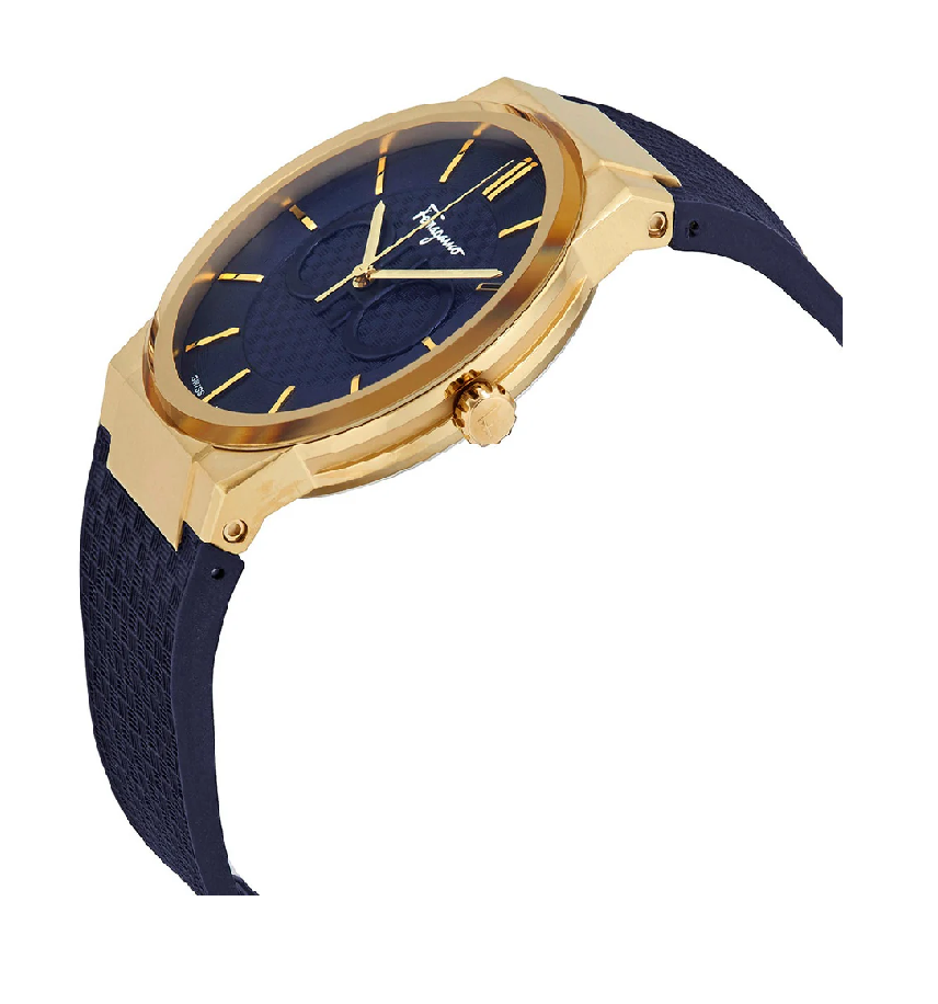 ساعة سالفاتور فيراغامو سافير مينا ازرق بسوار مطاطي ازرق للرجال - SFHP00220 1