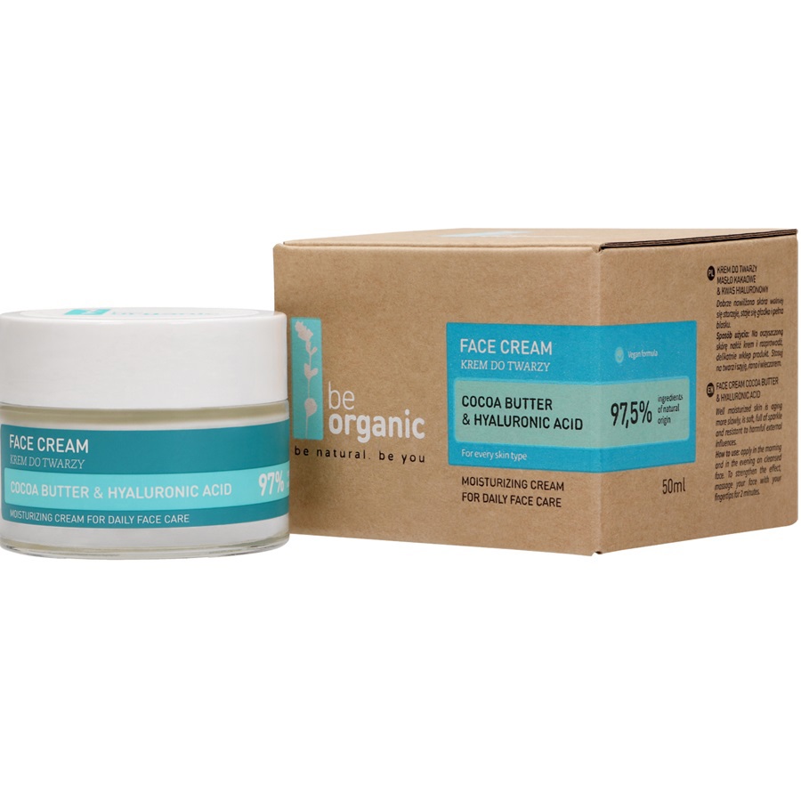 كريم الوجه بزبدة الكاكاو العضوية وحمض الهيالورونيك 50 مل