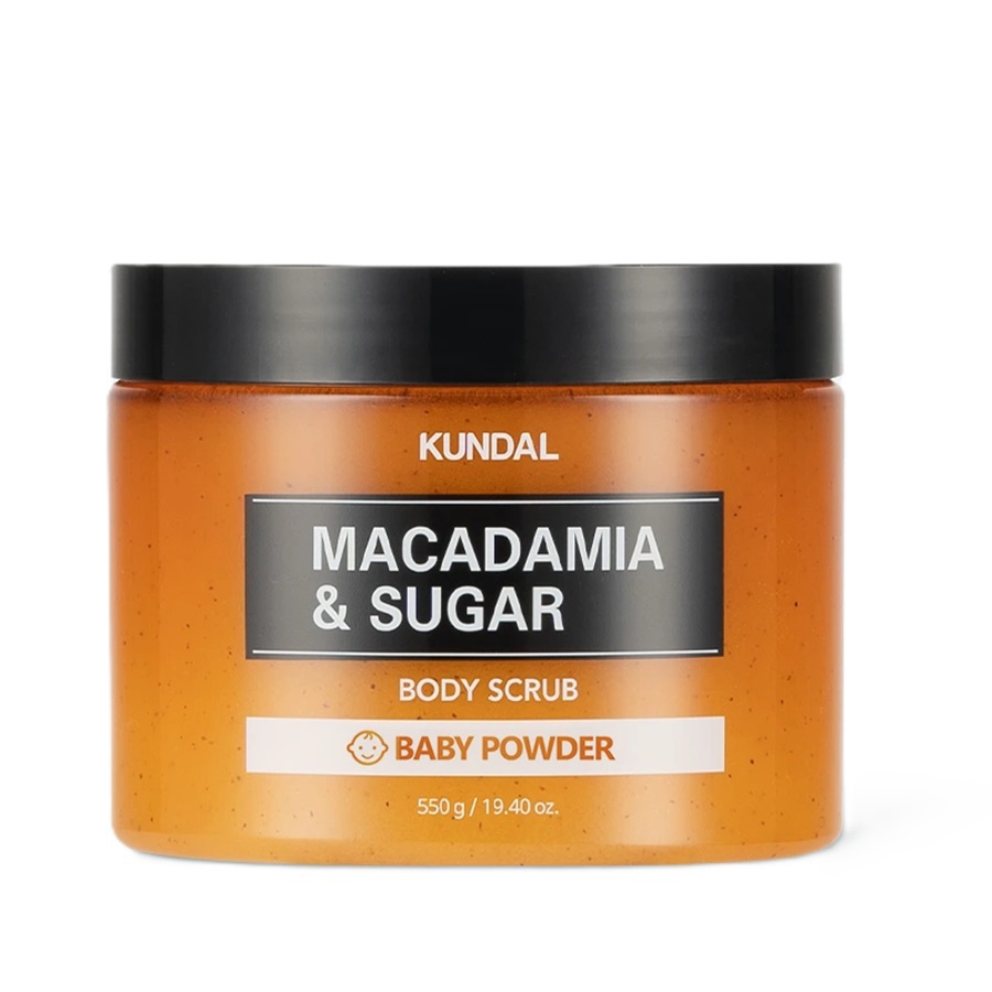 مقشر الجسم بالمكاديميا والسكر بيبي باودر 550 غم