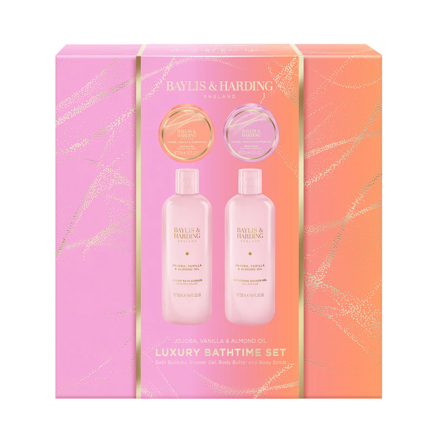 مجموعة العناية بالجسم الفاخرة من بايليس آند هاردينج بزيت الجوجوبا والفانيليا واللوز