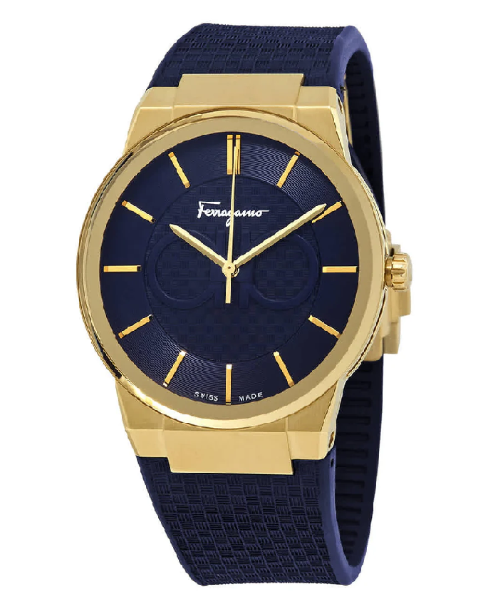 ساعة سالفاتور فيراغامو سافير مينا ازرق بسوار مطاطي ازرق للرجال - SFHP00220 0