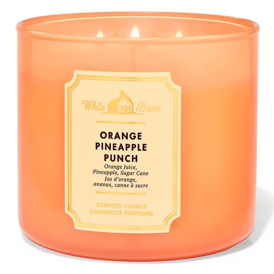 شمعة معطرة برائحة البرتقال مع الأناناس بثلاث فتائل 411 غم