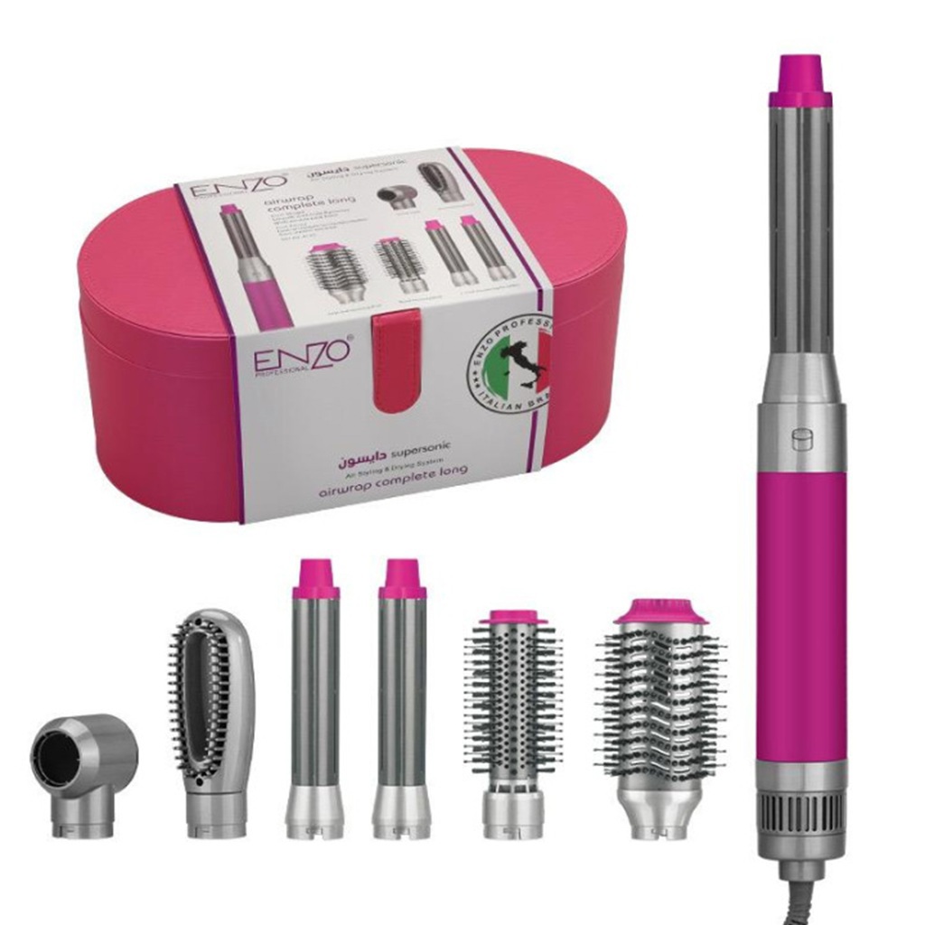 مجموعة تصفيف وتجفيف الشعر 6 في1 ، 1500 واط (وردي)