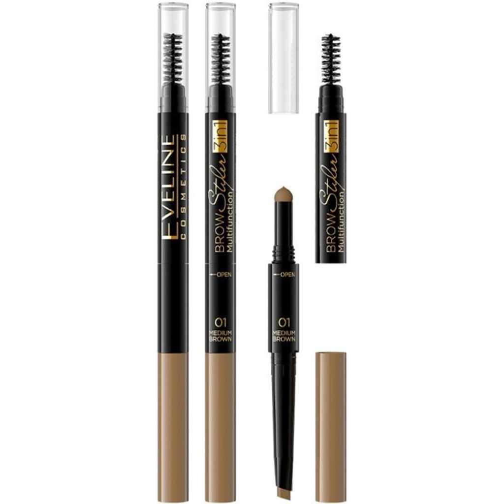 قلم تحديد الحواجب 3في1  بني 01