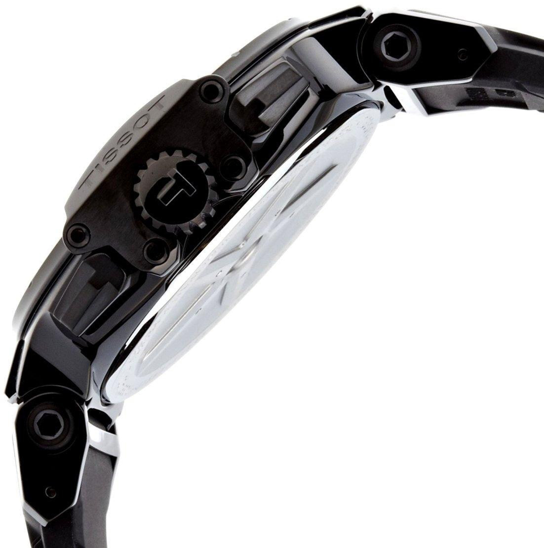ساعة تيسو تي-ريس كرونوغراف للرجال، مصنوعة من المطاط الأسود بالكامل 2