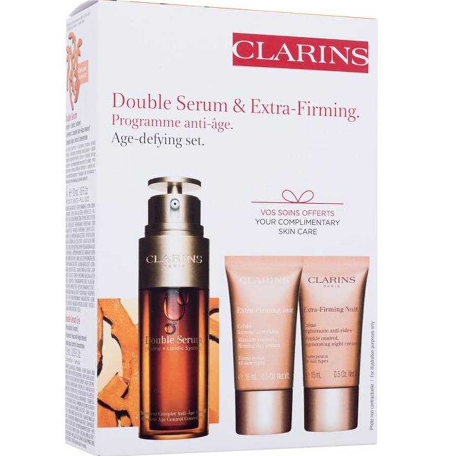 مجموعة هدايا سيروم مزدوج وشد إضافي لمقاومة علامات تقدم السن مكونة من 3 قطع