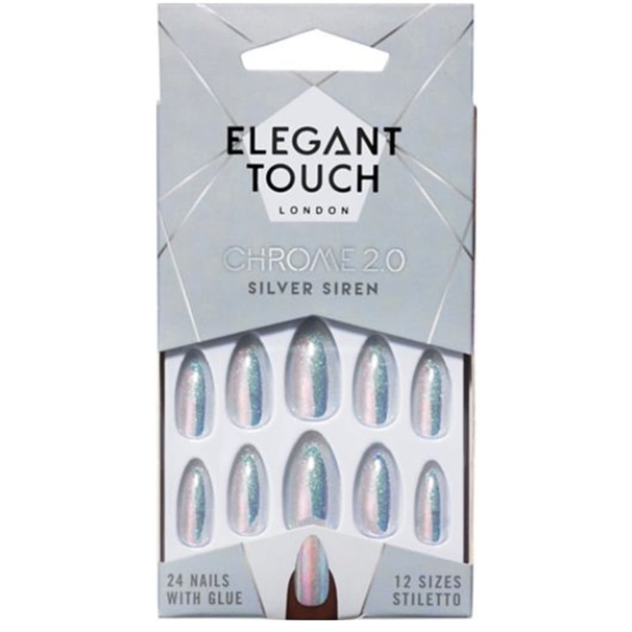 مجموعة أظافر كروم سيلفر سيرين 24 قطعة